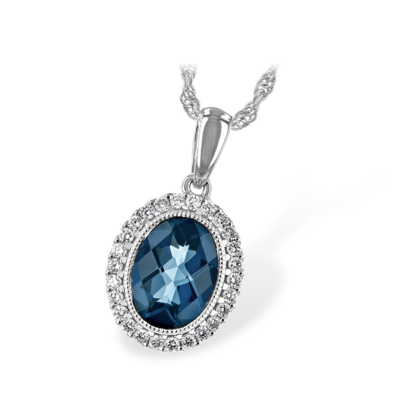 14 Karat White Gold London Blue Topaz And Diamond Pendant Forever Young Fine Jewelers St. George, UT