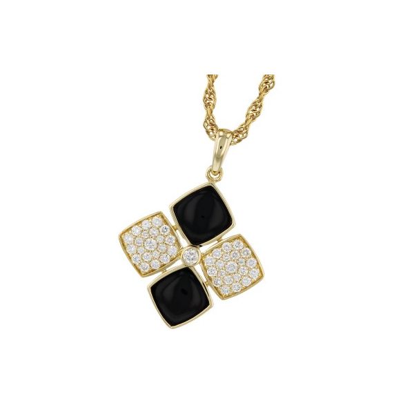 14 Karat Yellow Gold Diamond And Onyx Pendant Forever Young Fine Jewelers St. George, UT