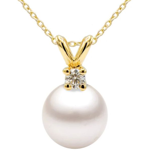 14 Karat Yellow Gold Pearl and Diamond Fashion Pendant Forever Young Fine Jewelers St. George, UT