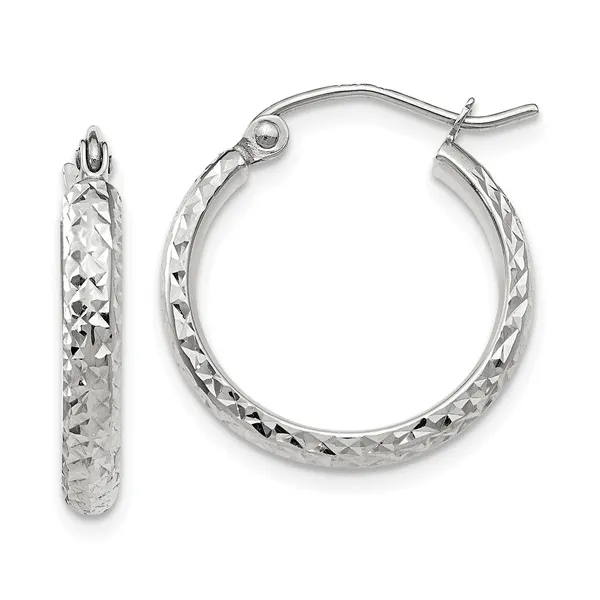 Leslie's 14 Karat White Gold Diamond Cut Hoops Forever Young Fine Jewelers St. George, UT
