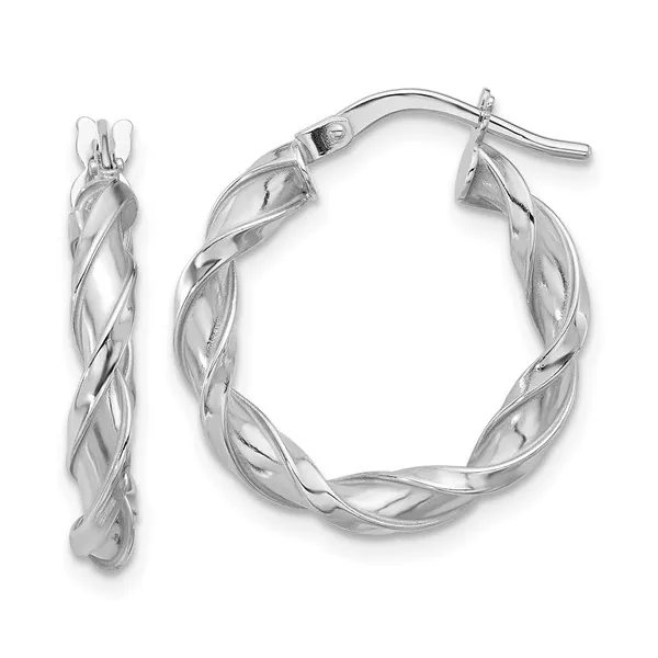 Leslie's 14 Karat White Gold Twisted Hoop Earrings Forever Young Fine Jewelers St. George, UT