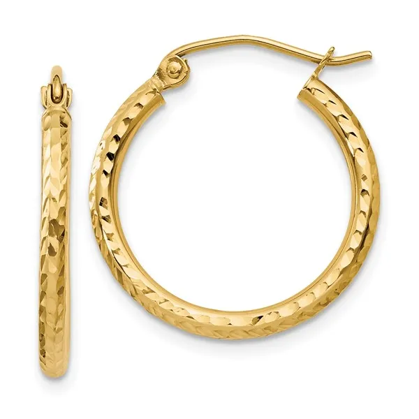 14 Karat Yellow Gold Diamond Cut Hoop Earrings Forever Young Fine Jewelers St. George, UT