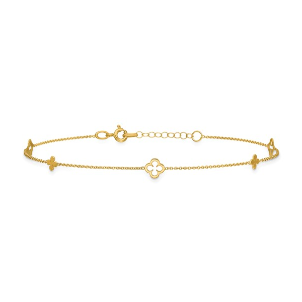 Leslie's 14 Karat Yellow Gold Clover Style Anklet Image 2 Forever Young Fine Jewelers St. George, UT