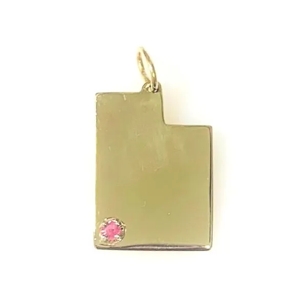 14 Karat Yellow Gold Utah State Charm Accented with a Red Beryl Gemstone Forever Young Fine Jewelers St. George, UT