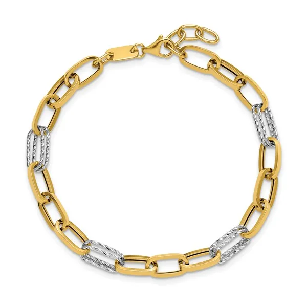 Leslie's 14 Karat White and Yellow Gold Paperclip Bracelet Image 2 Forever Young Fine Jewelers St. George, UT