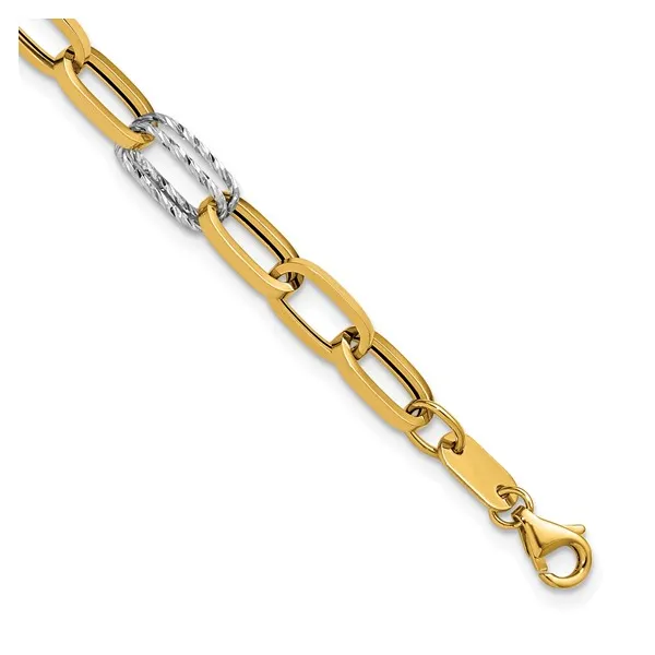 Leslie's 14 Karat White and Yellow Gold Paperclip Bracelet Forever Young Fine Jewelers St. George, UT