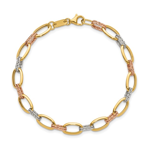 Leslie's 14 Karat Tri-Color Paperclip Style Bracelet Forever Young Fine Jewelers St. George, UT