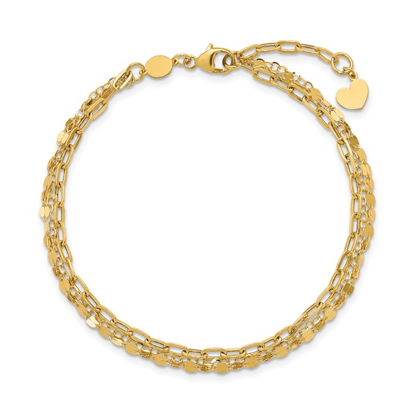 Leslie's 14 Karat Yellow Gold Three Stand Fancy Link Bracelet Forever Young Fine Jewelers St. George, UT