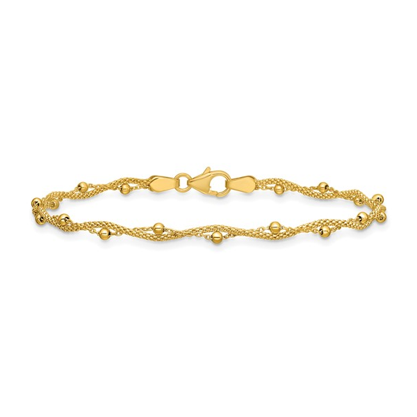 Leslie's 14 Karat Yellow Gold Twisted Bead Bracelet Image 2 Forever Young Fine Jewelers St. George, UT