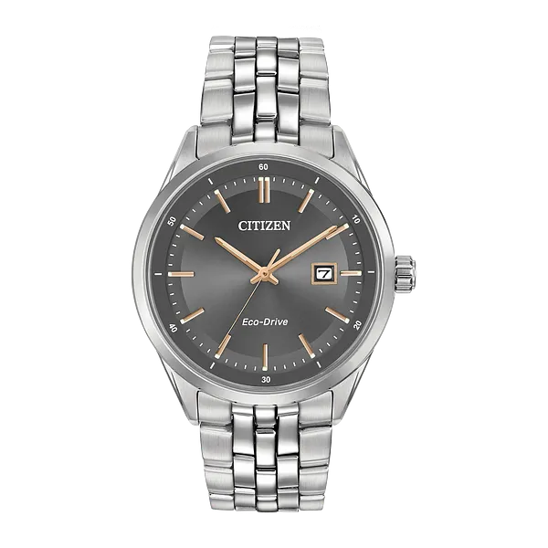 Gent's Stainless Steel Grey And Rose Tone Eco Drive Watch Forever Young Fine Jewelers St. George, UT