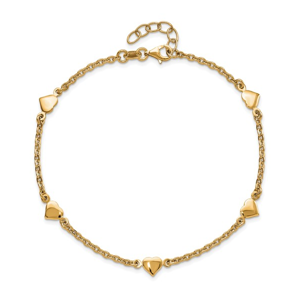Sterling Silver Yellow Tone Stationary Heart Anklet Image 2 Forever Young Fine Jewelers St. George, UT