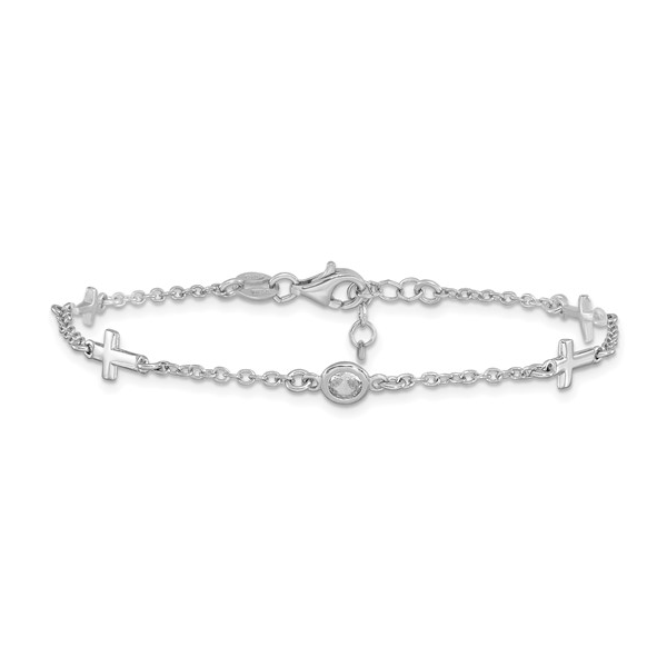 Leslie's Sterling Silver Cable Link Cross And CZ Bracelet Forever Young Fine Jewelers St. George, UT