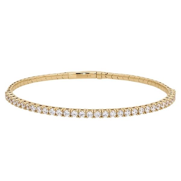 Sterling Silver Yellow Gold Plated Flexible Bracelet With Cubic Zirconium Forever Young Fine Jewelers St. George, UT