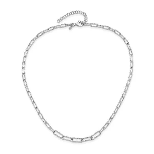 Leslie's Sterling Silver Diamond Cut Paperclip Necklace Image 2 Forever Young Fine Jewelers St. George, UT