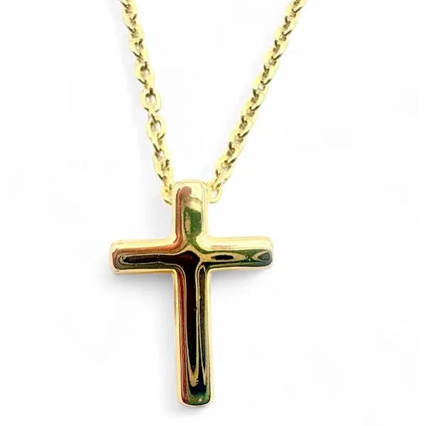 18 Karat Yellow Gold Bonded Sterling Silver Cross Necklace Forever Young Fine Jewelers St. George, UT