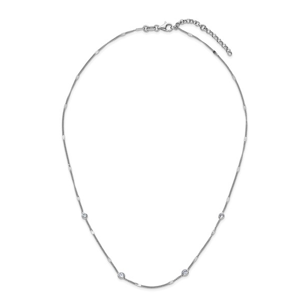 Leslie's Sterling Silver Station Style CZ Necklace Image 2 Forever Young Fine Jewelers St. George, UT