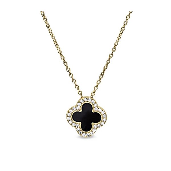 Sterling Silver Yellow Gold Plated Black Enamel Clover Pendant Forever Young Fine Jewelers St. George, UT