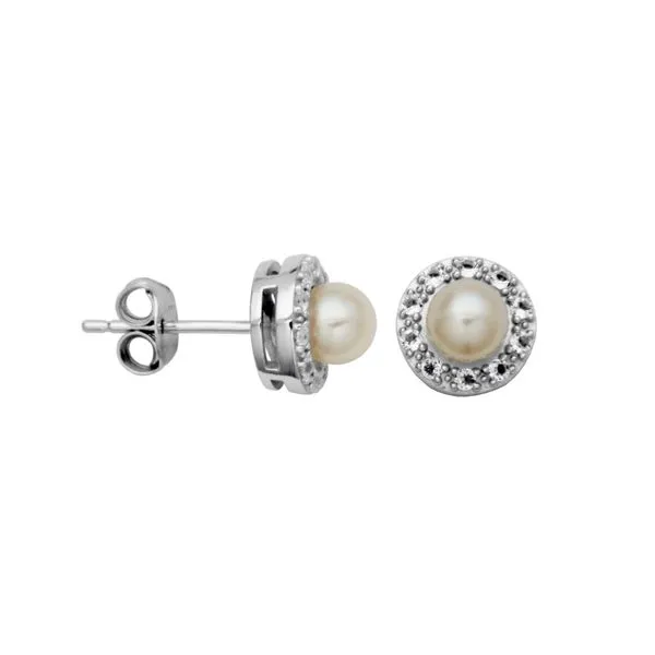 Sterling Silver Pearl And White Topaz Fashion Earrings Forever Young Fine Jewelers St. George, UT