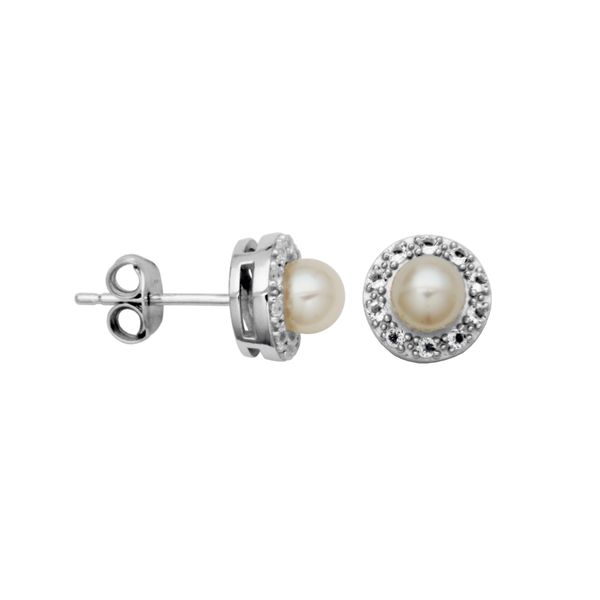 Sterling Silver Pearl And White Topaz Fashion Earrings Forever Young Fine Jewelers St. George, UT
