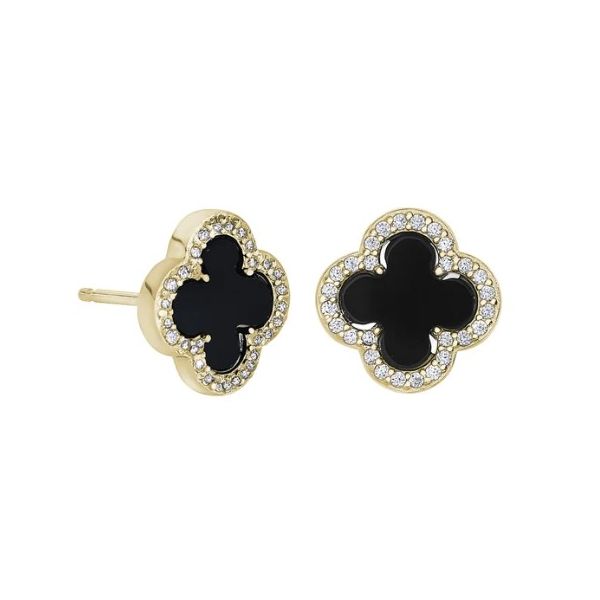 Sterling Silver Yellow Gold Plated Clover Halo Earrings Forever Young Fine Jewelers St. George, UT