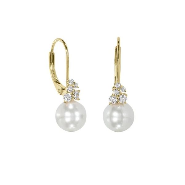 Sterling Silver Yellow Gold Plated Pearl And Cubic Zirconium Earrings Forever Young Fine Jewelers St. George, UT