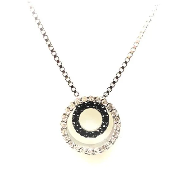 Sterling Silver Round Open Circle Black and White Diamond Pendant Forever Young Fine Jewelers St. George, UT