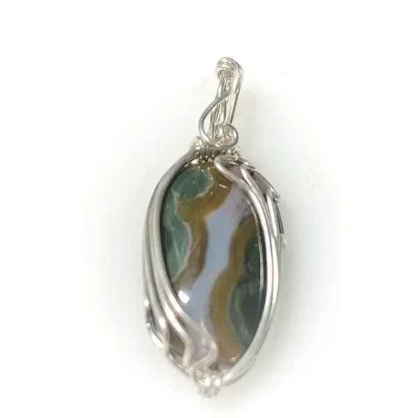 Sterling Silver Hand Wire Wrapped Jasper Gemstone Pendant Forever Young Fine Jewelers St. George, UT