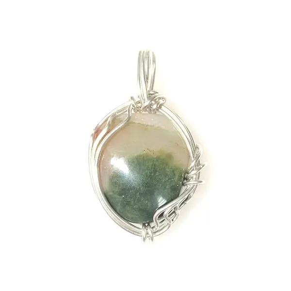 Sterling Silver Hand Wire Wrapped Jasper Gemstone Pendant Forever Young Fine Jewelers St. George, UT