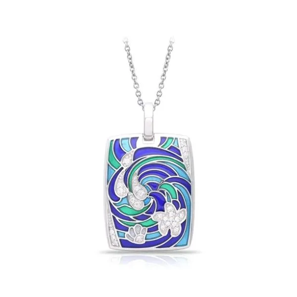 Sterling Silver 'Ocean Wave' Hand Painted Italian Enamel Pendant Forever Young Fine Jewelers St. George, UT
