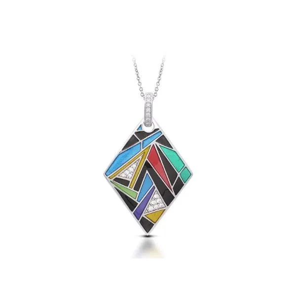 Sterling Silver Geometric Design Enamel 