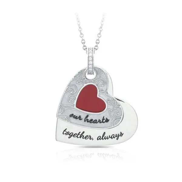 Sterling Silver Gemstone and Enamel Double Heart Pendant Forever Young Fine Jewelers St. George, UT