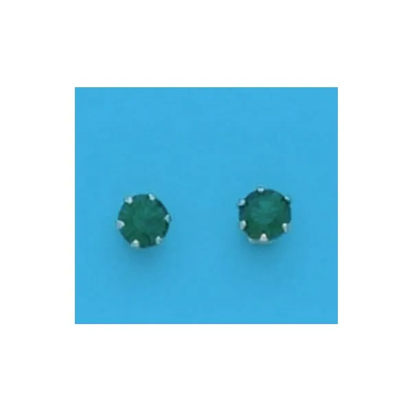 A Pair of 4 mm Round Simulated Swarovski Crystal May (Emerald) Birthstone Earrings Forever Young Fine Jewelers St. George, UT