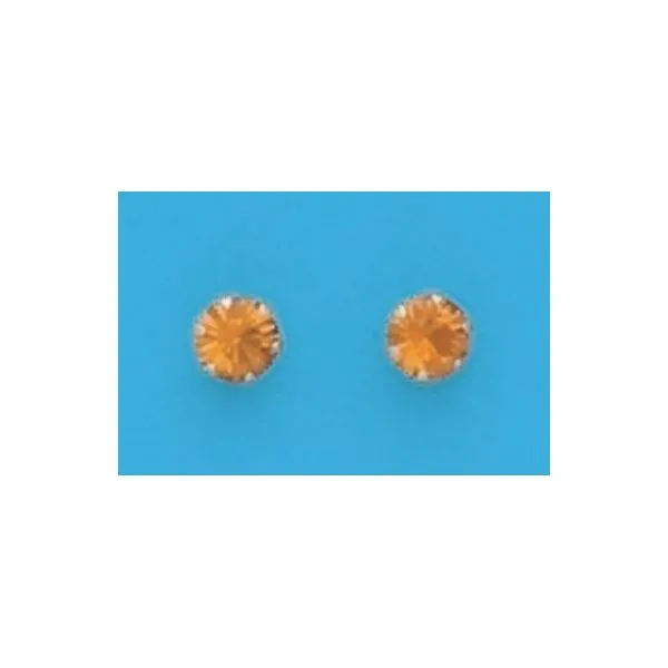 A Pair of White Tone 4 mm Simulated Swarovski Crystal November (Citrine)Birthstone Earrings Forever Young Fine Jewelers St. George, UT