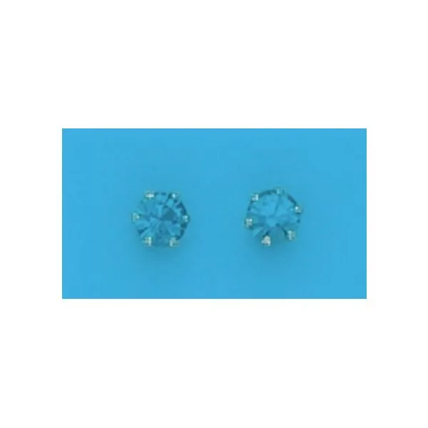 A Pair of White Tone 4 mm Round Simulated Swarovski Crystal December (Blue Zircon) Birthstone Earrings Forever Young Fine Jewelers St. George, UT