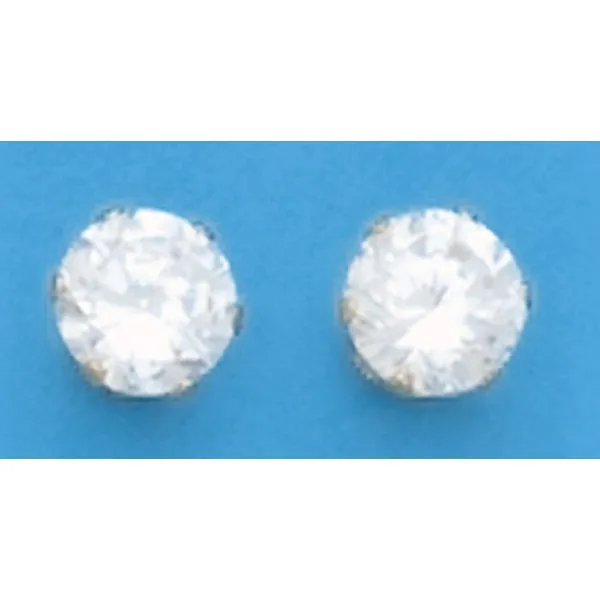 A Pair of Yellow Tone 7 mm Round Cubic Zirconium Stud Earrings Forever Young Fine Jewelers St. George, UT