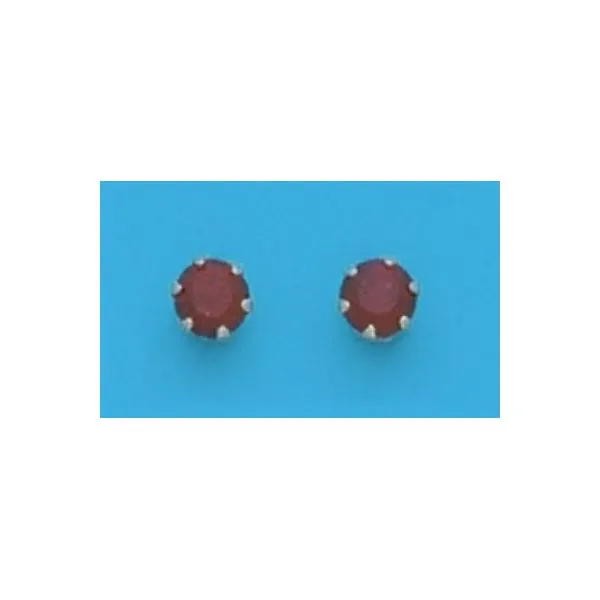 A Pair of Yellow Tone 4 mm Round Simulated Swarovski Crystal January (Garnet) Birthstone Earrings Forever Young Fine Jewelers St. George, UT