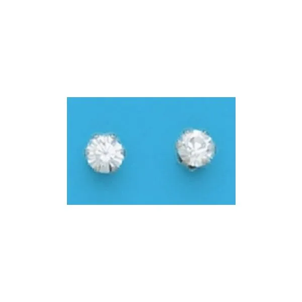 A Pair of Yellow Tone 4 mm Round Simulated Clear Swarovski Crystal April (Diamond) Birthstone Earrings Forever Young Fine Jewelers St. George, UT