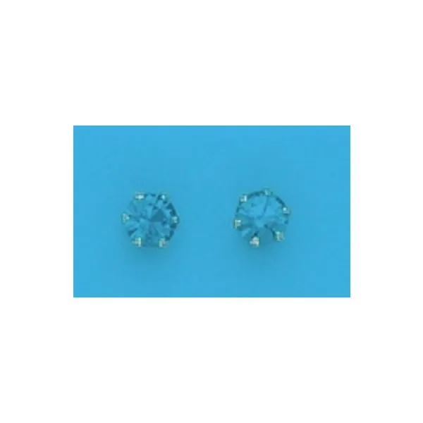 A Pair of Yellow Tone 4 mm Round simulated Swarovski Crystal December (Blue Zircon) Birthstone Earrings Forever Young Fine Jewelers St. George, UT