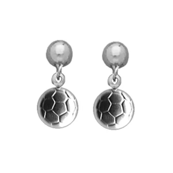 A Pair of White Tone Dangle Soccer Ball Earrings Forever Young Fine Jewelers St. George, UT