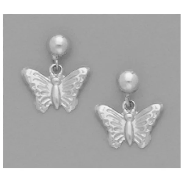 A Pair of White Tone Butterfly Dangle Earrings Forever Young Fine Jewelers St. George, UT