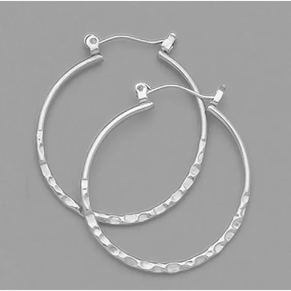 APpair of White Tone Large Round Hammered Hoop Earrings Forever Young Fine Jewelers St. George, UT
