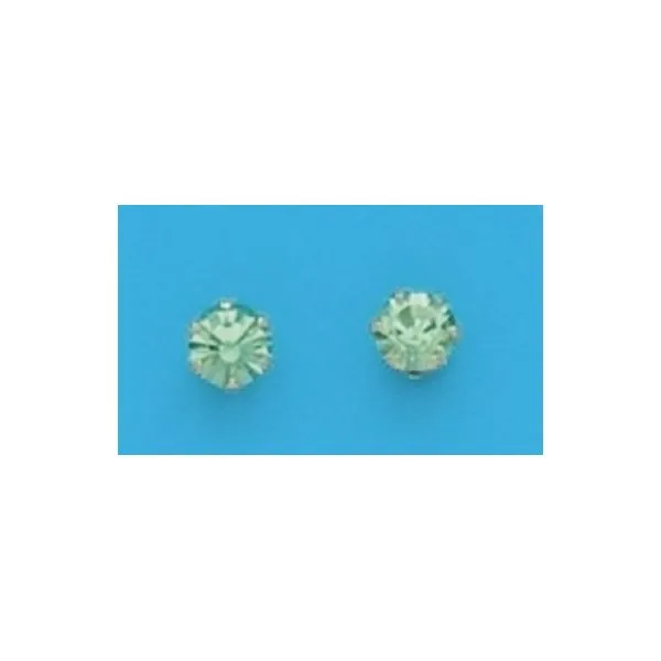 A Pair of Yellow Tone 4 mm Round Simulated Swarovski Crystal August (Peridot) Birthstone Earrings Forever Young Fine Jewelers St. George, UT