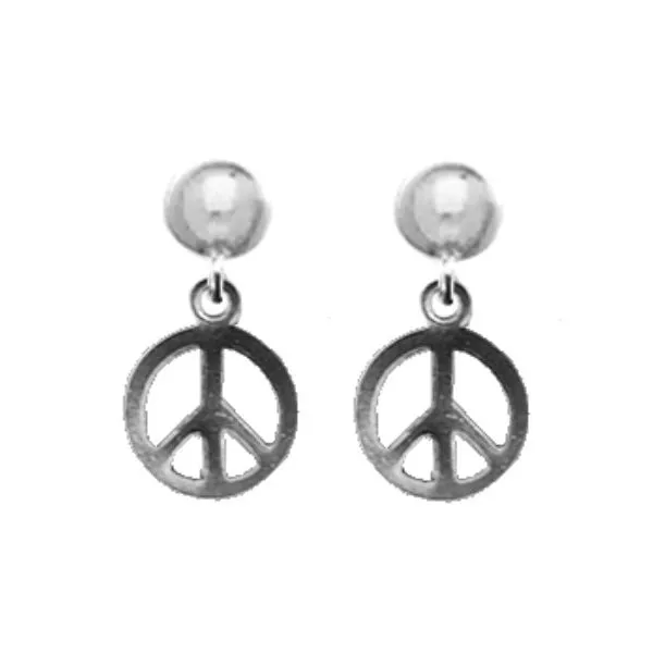 A Pair of White Tone Peace Sign Dangle Earrings Forever Young Fine Jewelers St. George, UT