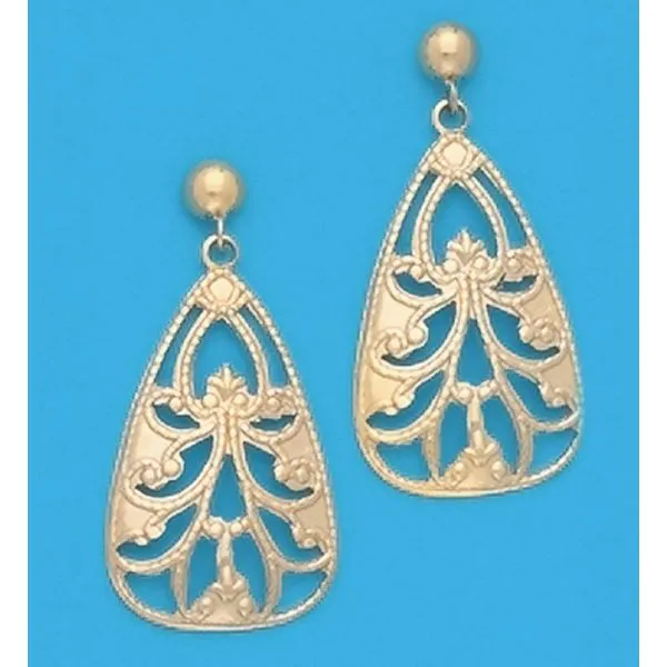 A Pair ofYellow TonePearShaped Filigree Dangle Earrings Forever Young Fine Jewelers St. George, UT