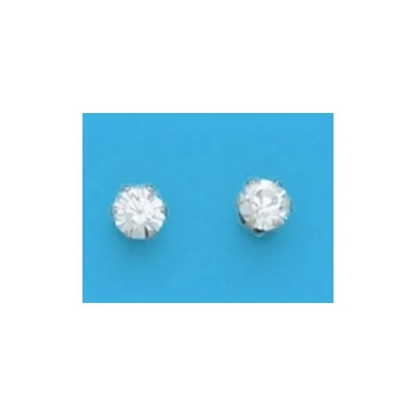 A Pair of White Tone 4 mm Round Clear Swarovski Crystal April (Diamond) Birthstone Earrings Forever Young Fine Jewelers St. George, UT