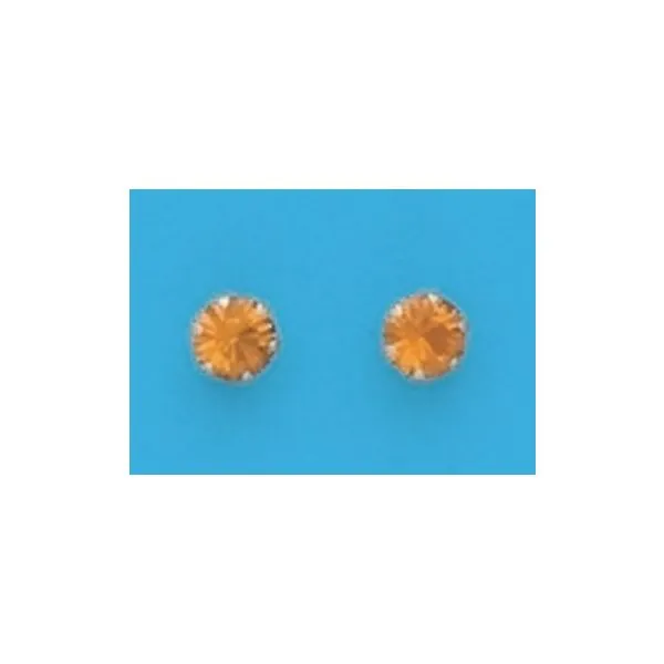 A Pair of Yellow Tone 4 mm Round Simulated Swarovski Crystal November (Citrine) Birthstone Earrings Forever Young Fine Jewelers St. George, UT