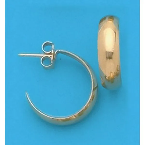 A Pair of Yellow Tone Medium Wedding Band Style  'J' Hoop Earrings Forever Young Fine Jewelers St. George, UT