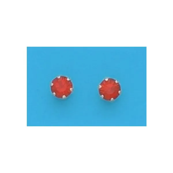 A Pair of Yellow Tone 4 mm Round Simulated Swarovski Crystal July (Ruby) Birthstone Earrings Forever Young Fine Jewelers St. George, UT