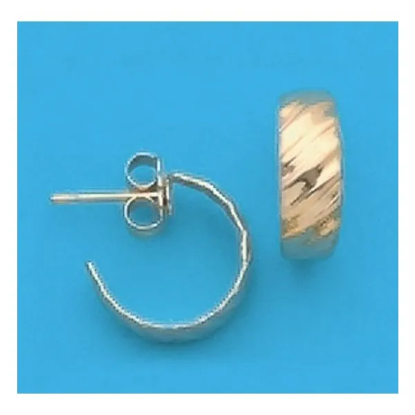 A Pair of Yellow Tone Small Ribbed 'J'  Hoop Earrings Forever Young Fine Jewelers St. George, UT