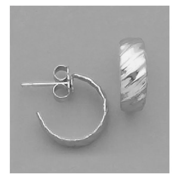 A Pair of White Tone Small Ribbed 'J' Hoop Earrings Forever Young Fine Jewelers St. George, UT